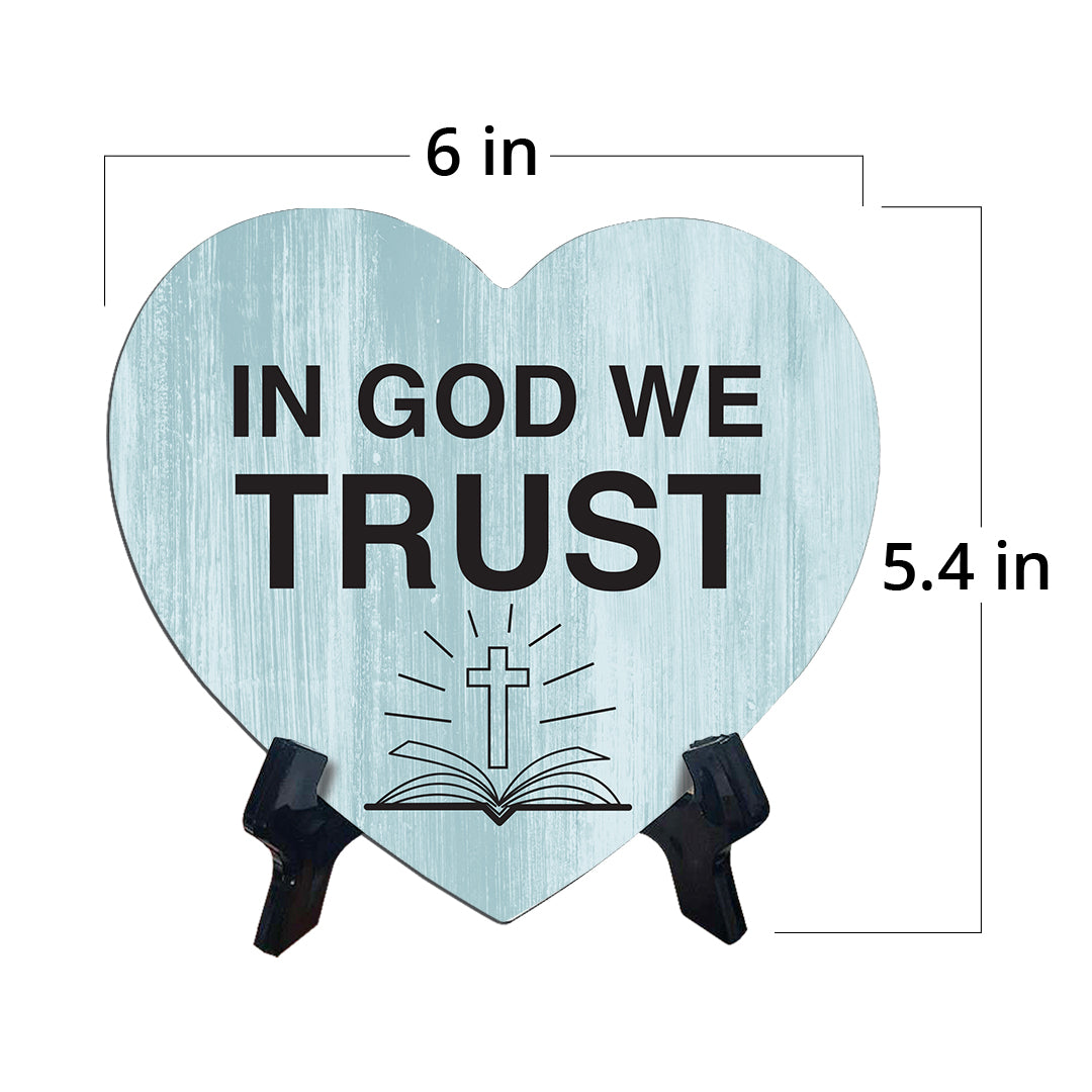 Sign ByLITA Heart In God we trust, Wood Color, Table Sign (6"x5")