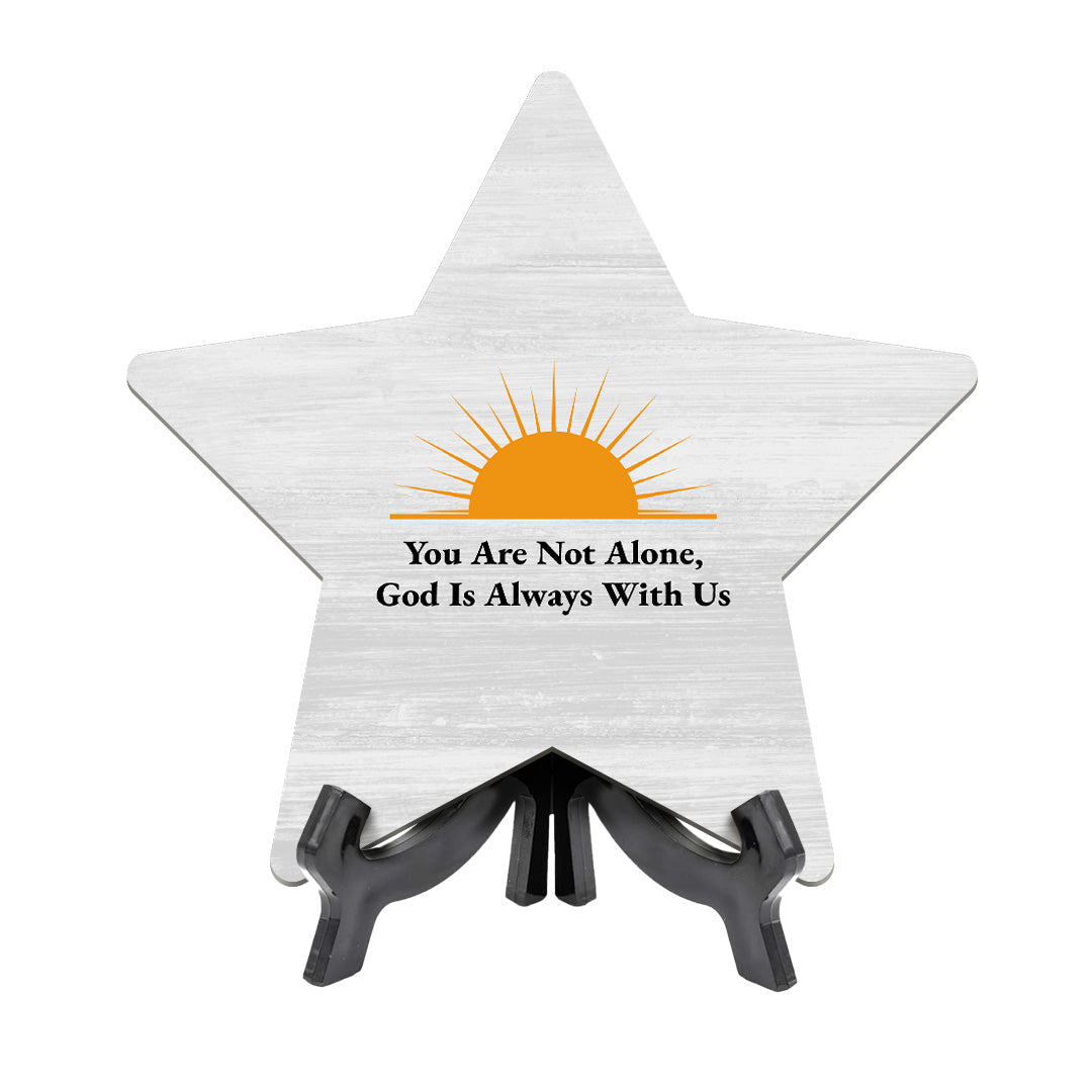 Religious Decor Star Table Sign Premium Sublimated Hardboard | Includes Acrylic Easel Stands | Family And Friends Community | Church Table Sign