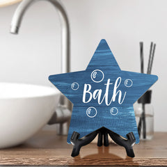 Sign ByLITA Bath, Wood Color, Star Bathroom Table Sign (6"x5")