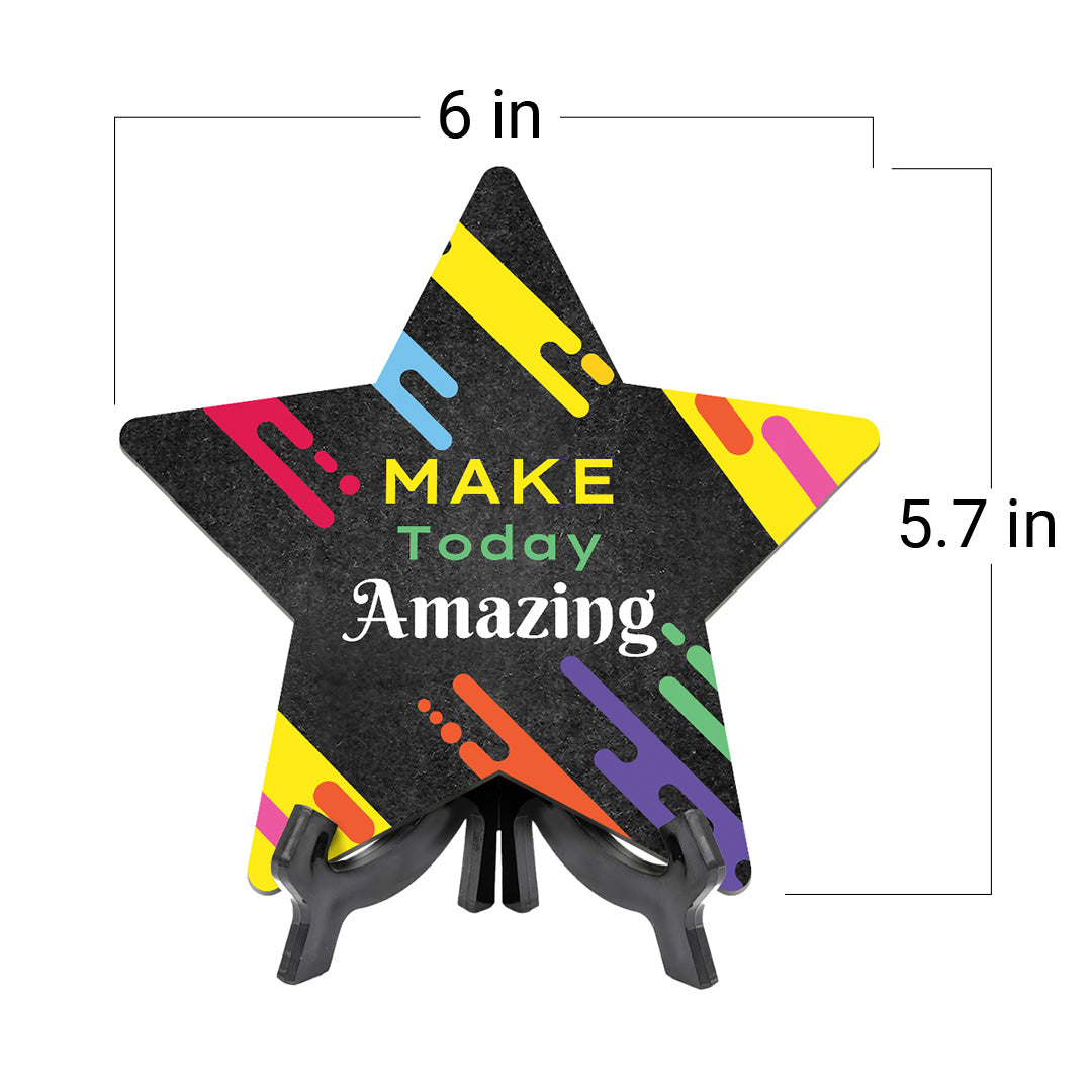 Motivational School Classroom Star Table Sign Premium Sublimated Hardboard | Includes Acrylic Easel Stands | Pre School or Kindergarten| High School | Positive Inspirational Classroom Decor|Inspirational Empowering Teacher Quotes