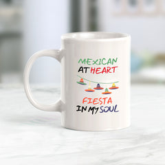 Designs ByLITA Mexican At Heart Fiesta In My Soul 11oz Plastic or Ceramic Coffee Mug Elegance | Great Novelty Gift | High Quality Sublimation | Mexican Pride