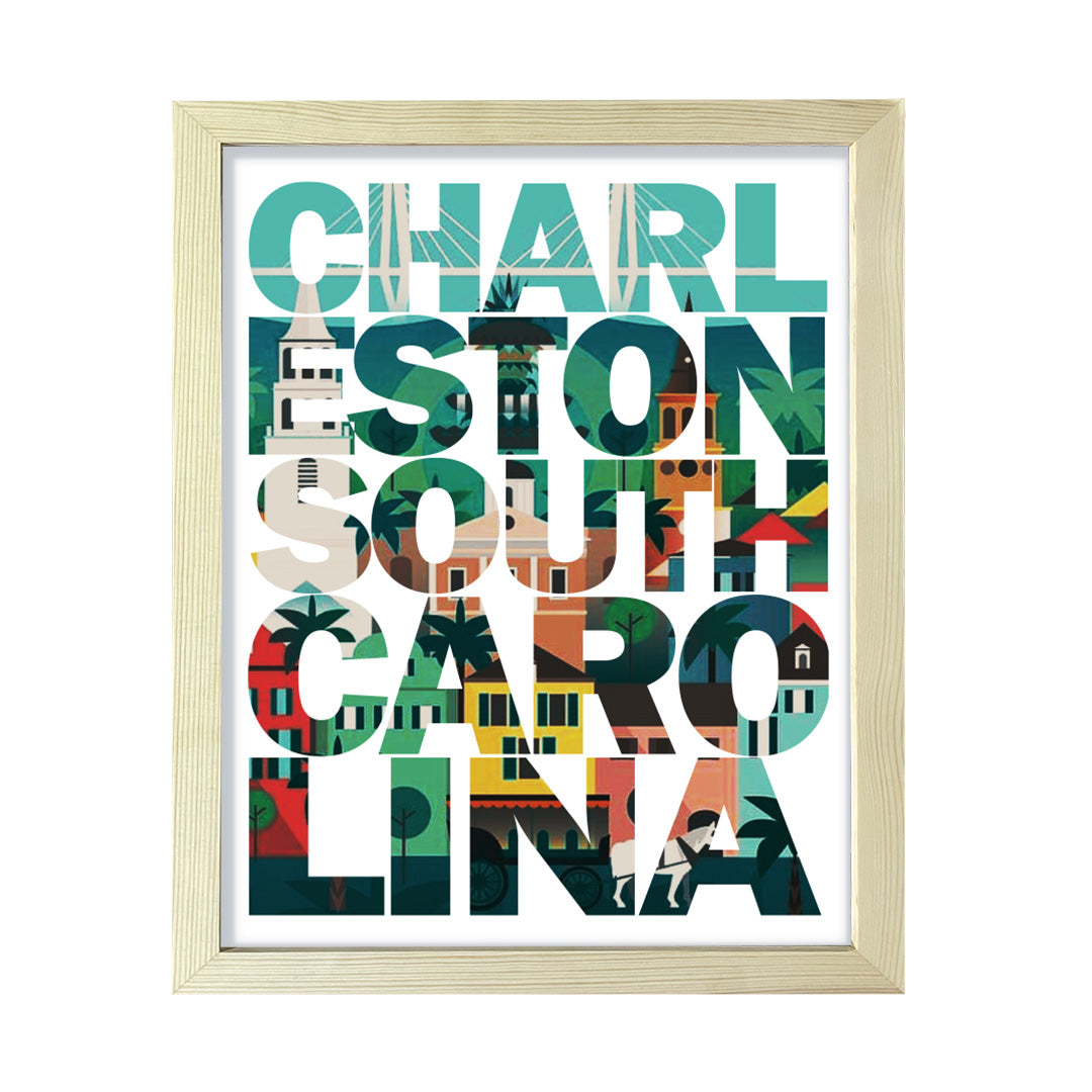 Designs ByLITA Charleston, South Carolina Inspirational, Wall Print Art | American Cities Stylish Home Decoration (Unframed or Framed)