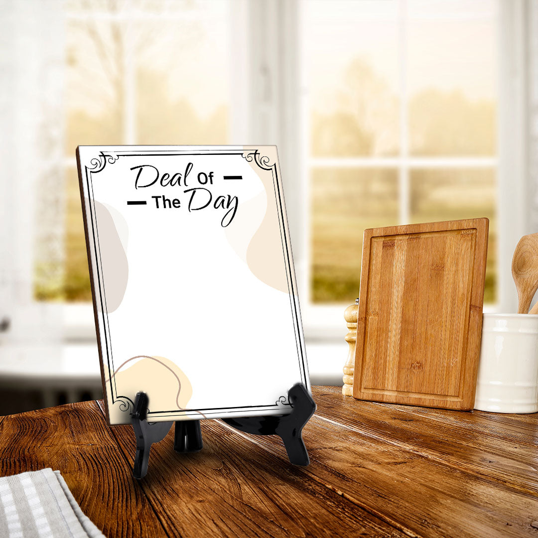 Deal Of The Day 6x8 Dry Wipe Table Sign Easy Installation | Restaurant & Bar | Perfect To Clearly Direct Customers & Advertise Specials | No Pen Included