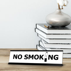 No smoking, BW Black Frame, Desk Sign (2 x 8")