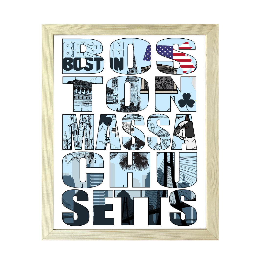 Designs ByLITA Boston, Massachusetts Inspirational, Wall Print Art | American Cities Stylish Home Decoration (Unframed or Framed)