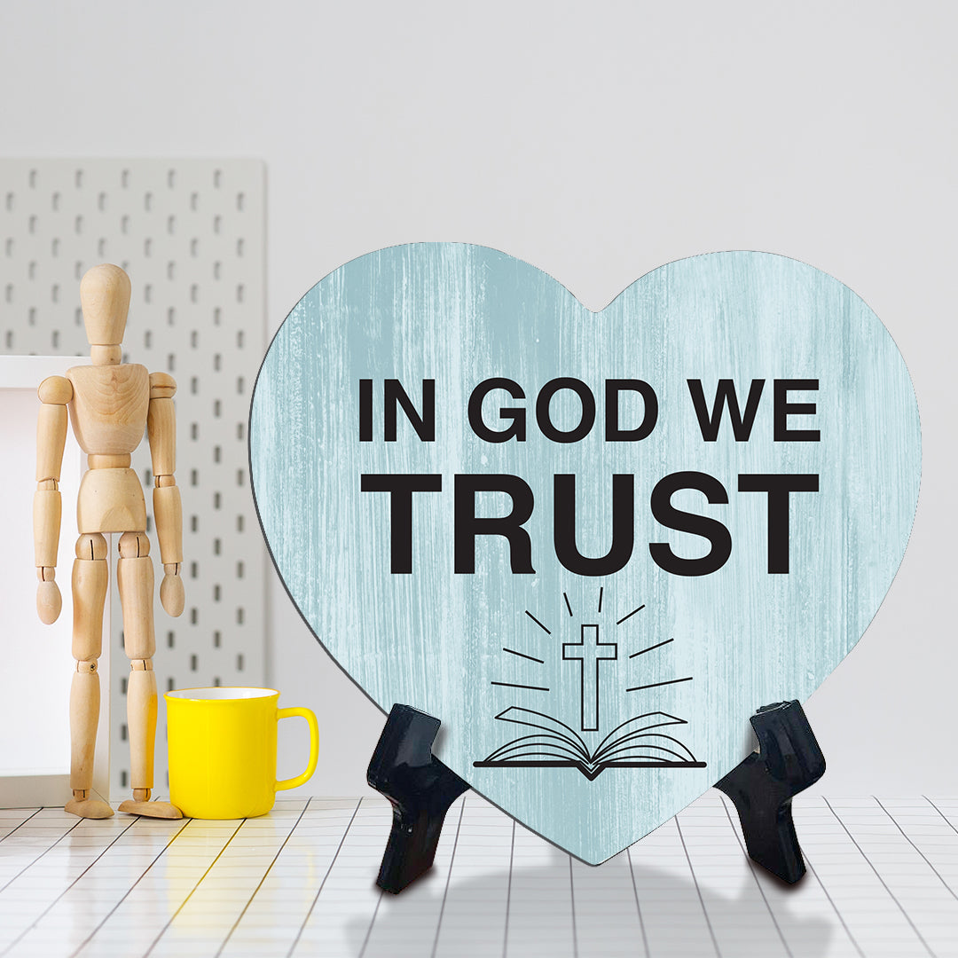 Sign ByLITA Heart In God we trust, Wood Color, Table Sign (6"x5")