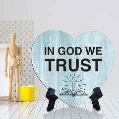 Sign ByLITA Heart In God we trust, Wood Color, Table Sign (6"x5")