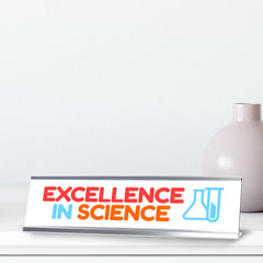 Signs ByLITA Excellence In Science Award, Silver Frame Desk Sign (2x8)