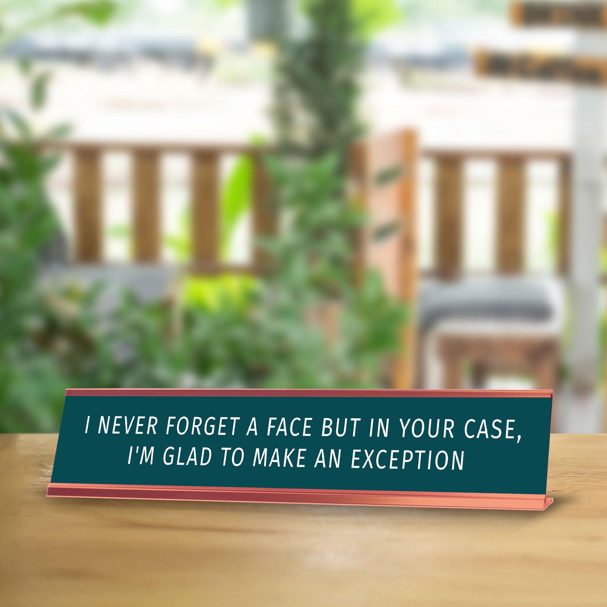 I Never Forget A Face But In Your Case, I'm Glad To Make An Exception Desk Sign (2x10") | Funny Office Decor