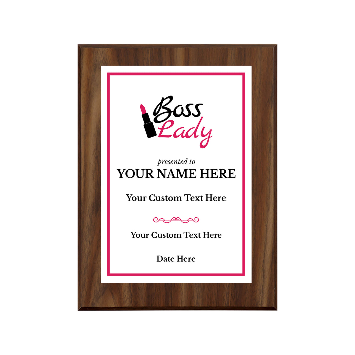 Boss Lady Customizable Award Plaque | Easel Mount Option | Achievement and Recognition Personalizable Plaques