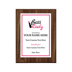 Boss Lady Customizable Award Plaque | Easel Mount Option | Achievement and Recognition Personalizable Plaques