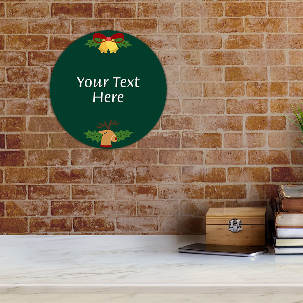 Circle Customizable Christmas Door or Wall Sign | Holiday Indoor Decoration