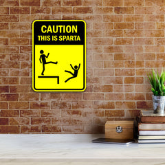 Portrait Round Plus Caution This Is Sparta Door or Wall Sign | Funny Warning Sign For Bedroom