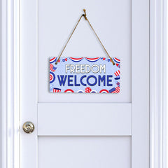 Freedom Welcome 5x10 Hanging Plus Wall or Door Sign | USA Home Decor