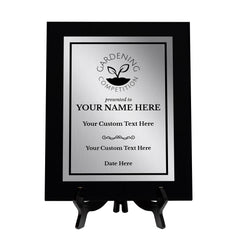 Gardening Competition Customizable Black Frame Award Plaque | Easel Mount Option | Achievement and Recognition Personalizable Plaques