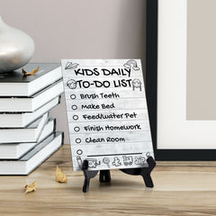 Kids Daily to Do List Checklist Wipe Dry Table Sign (6x8) Office And Home Reminders | Personal Schedule | No Pen Included