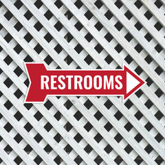 Arrow Shape Restrooms 12x4" Wall or Door Sign | Bathroom Signage