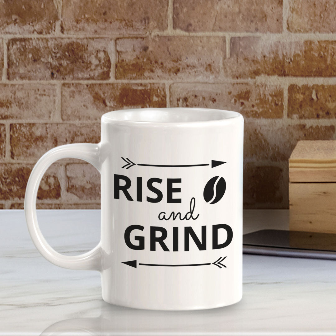 Designs ByLITA Rise and Grind Office Workspace Home Family 11oz Plastic/Ceramic Coffee Mug