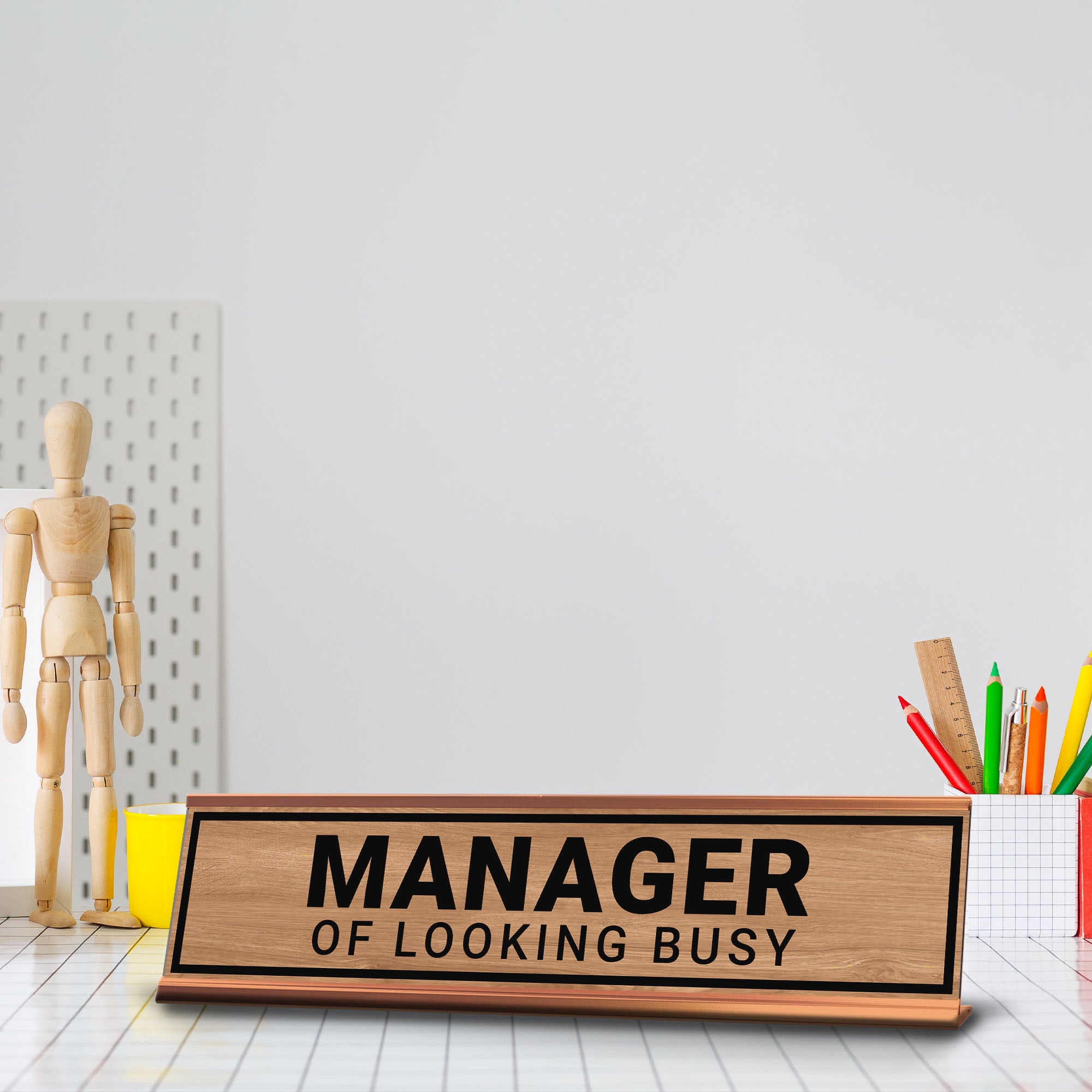 Manager Of Looking Busy Desk Sign (2x10") | Funny Office Decor