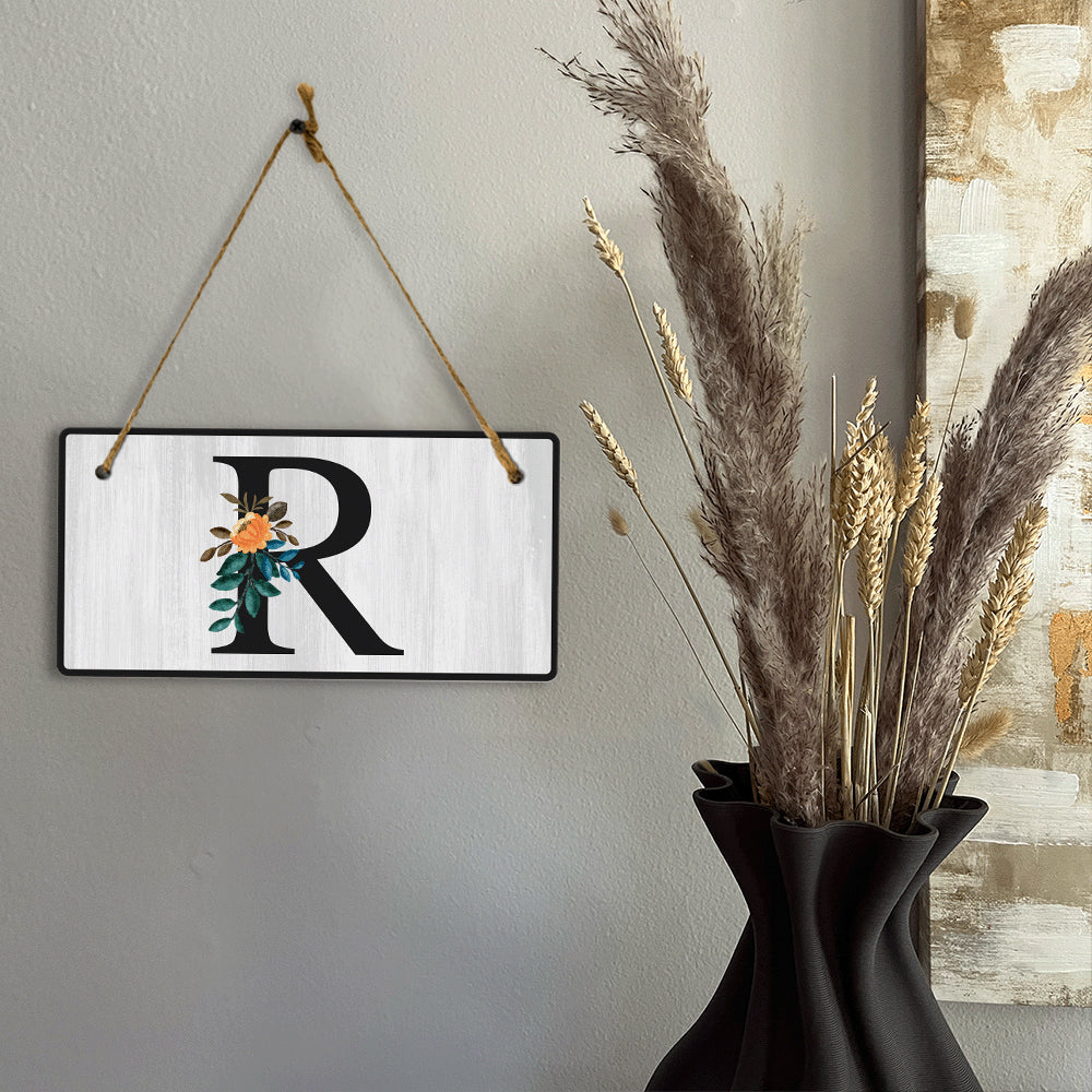 R Flower Decor 5x10 Hanging Wall or Door Sign | Alphabet Letter Room Decoration