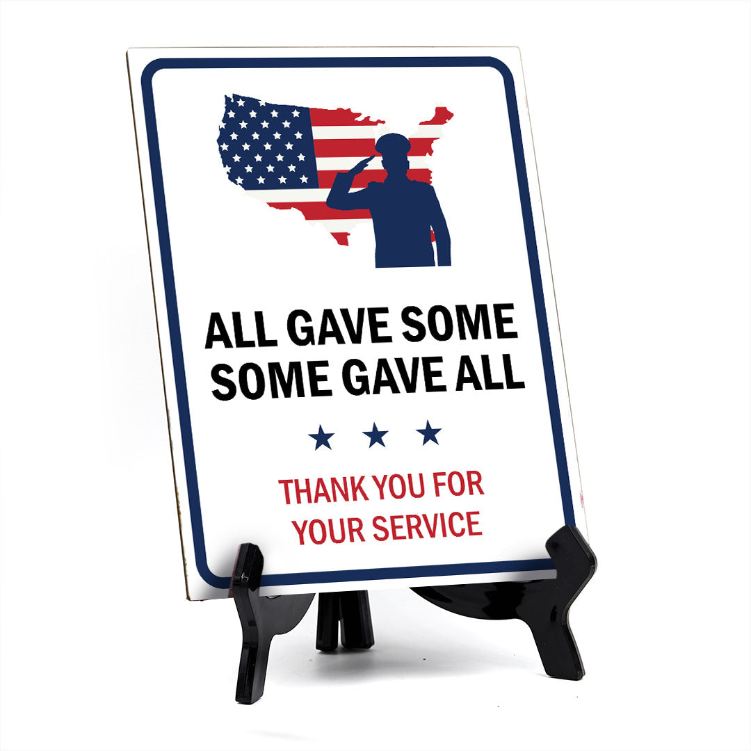 Honor Veterans with Military Table Signs 6x8" | US Pride | Veteran Gratitude Signs For Businesses and Homes