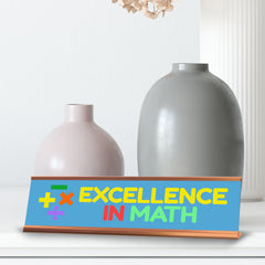 Signs ByLITA Excellence in Math Award, Gold Frame, Desk Sign (2x8")