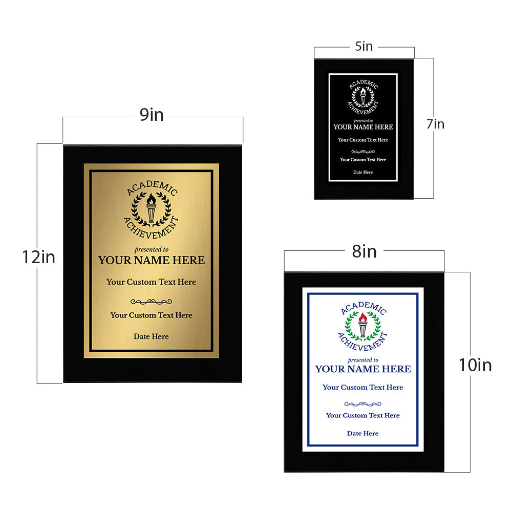 Academic Achievement Customizable Black Frame Award Plaque | Easel Mount Option | Recognition of Achievement and Service Personalizable Plaques