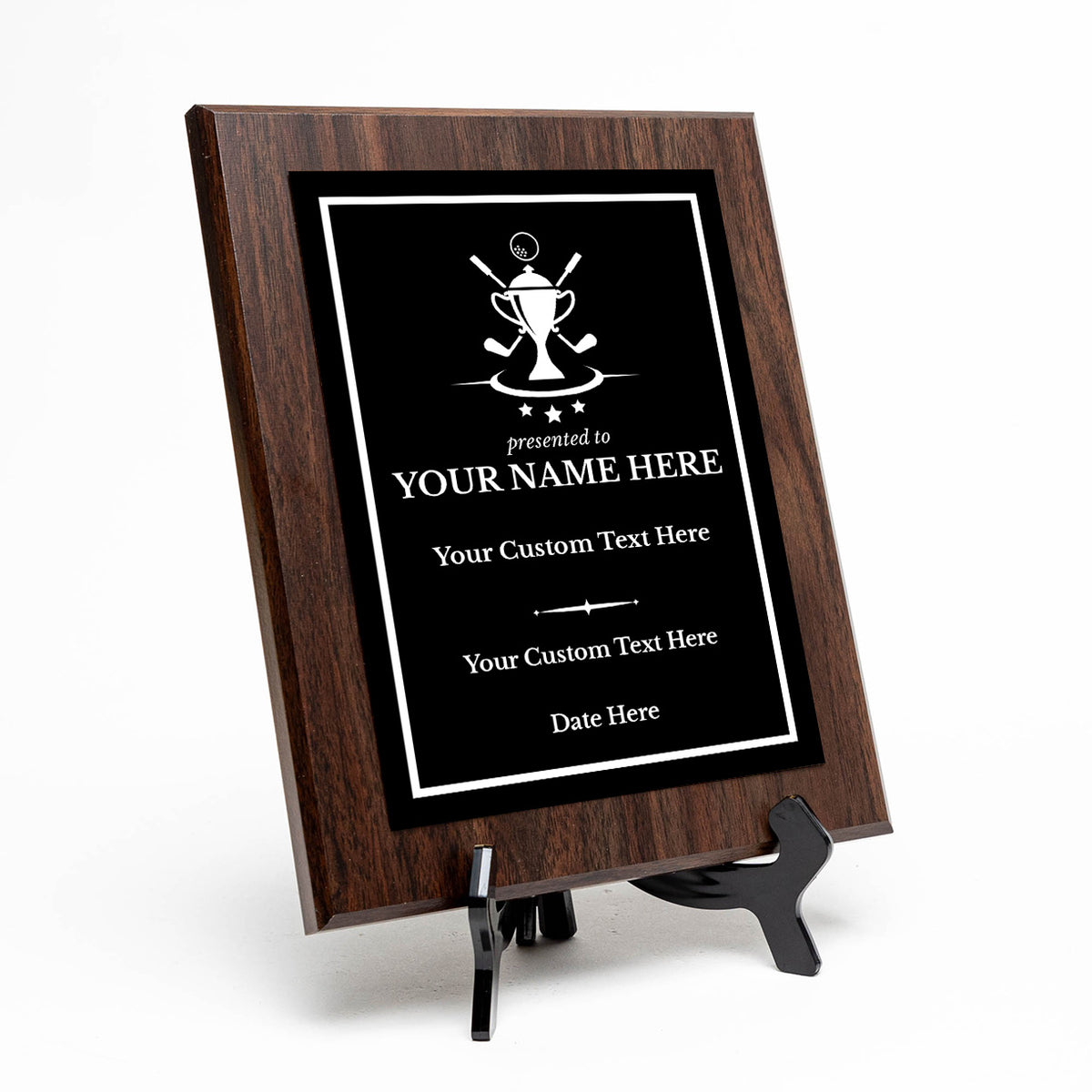 Golf Customizable Wooden Award Plaque | Easel Mount Option | Achievement and Recognition Personalizable Plaques