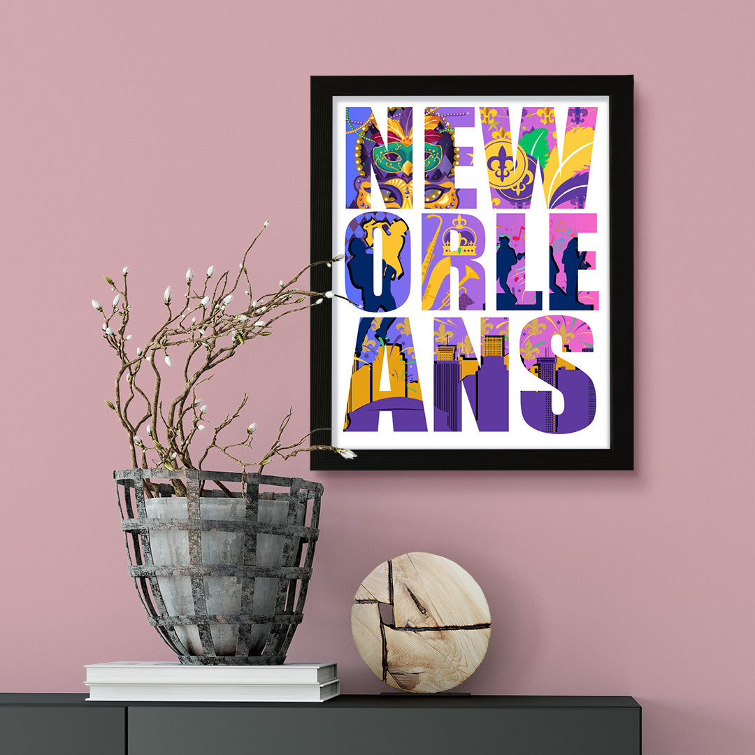 Designs ByLITA New Orleans, Louisiana Inspirational, Wall Print Art | American Cities Stylish Home Decoration (Unframed or Framed)