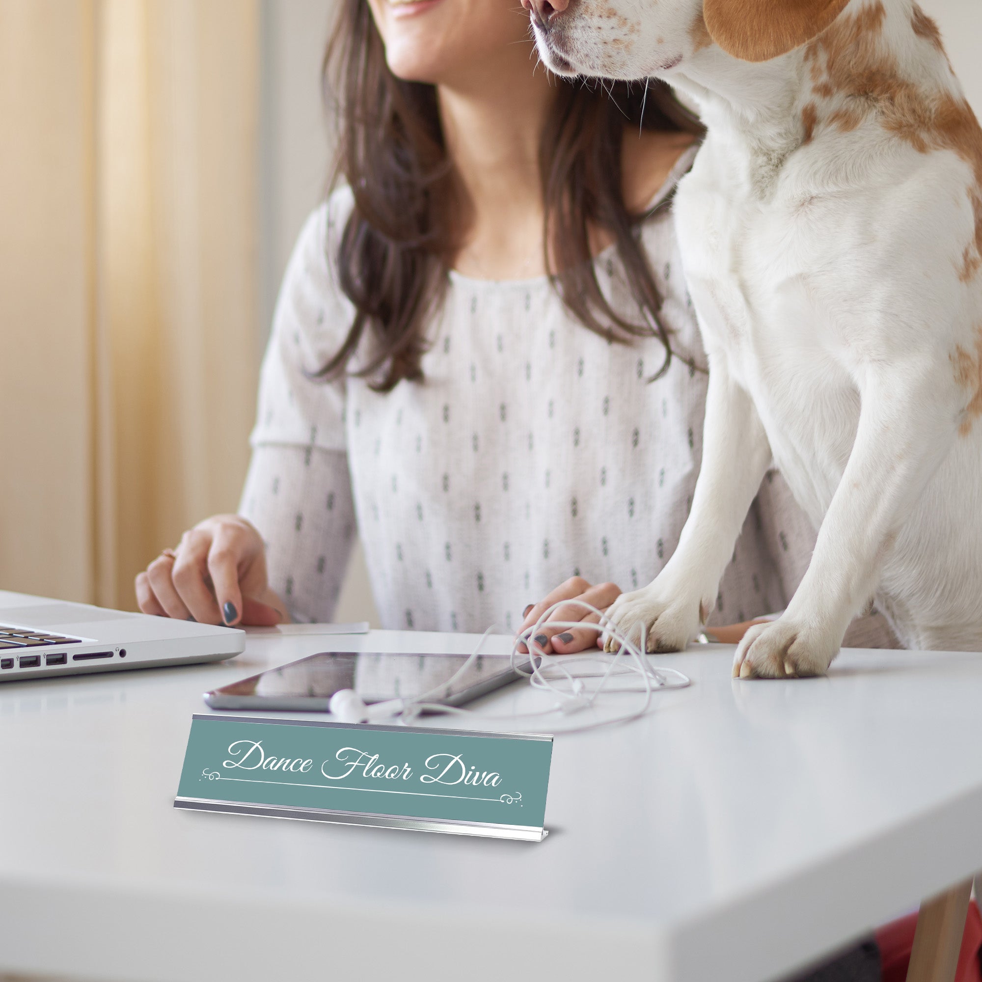 Dance Floor Diva Desk Sign (2x8") Silver Frame Desk Sign (2x8") | Appreciation Idea For Her | Girlfriend| Workspace Decoration