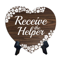 Receive The Helper Heart Shape Table Sign (6 x 5.4") | God's Grace Home Decoration