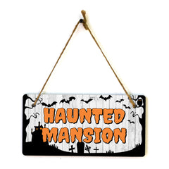 Haunted Mansion 5x10 Hanging Plus Wall or Door Sign | Rustic Twined | Spooky Halloween Decoration