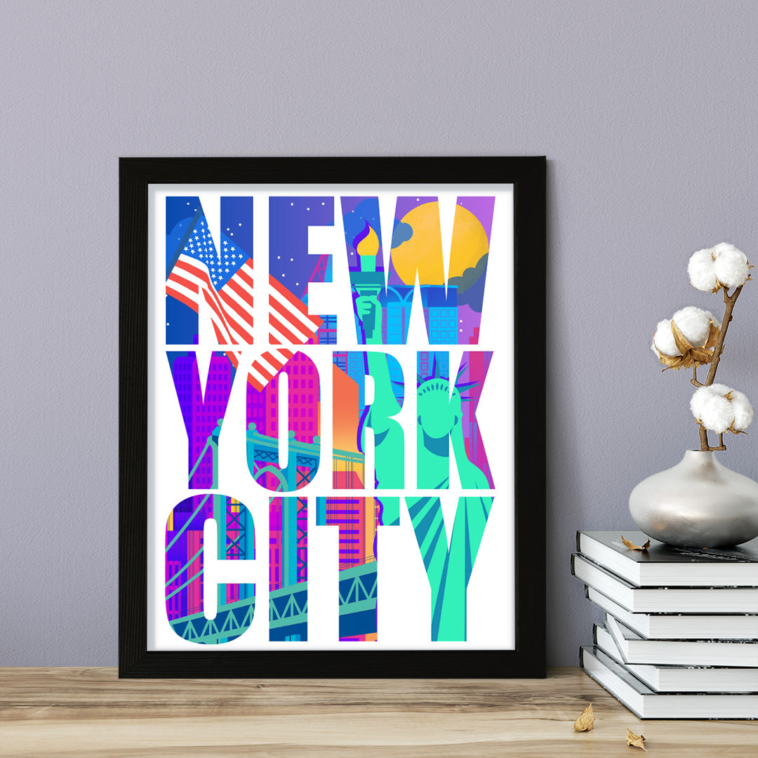 Designs ByLITA New York City Inspirational, Wall Print Art | American Cities Stylish Home Decoration (Unframed or Framed)