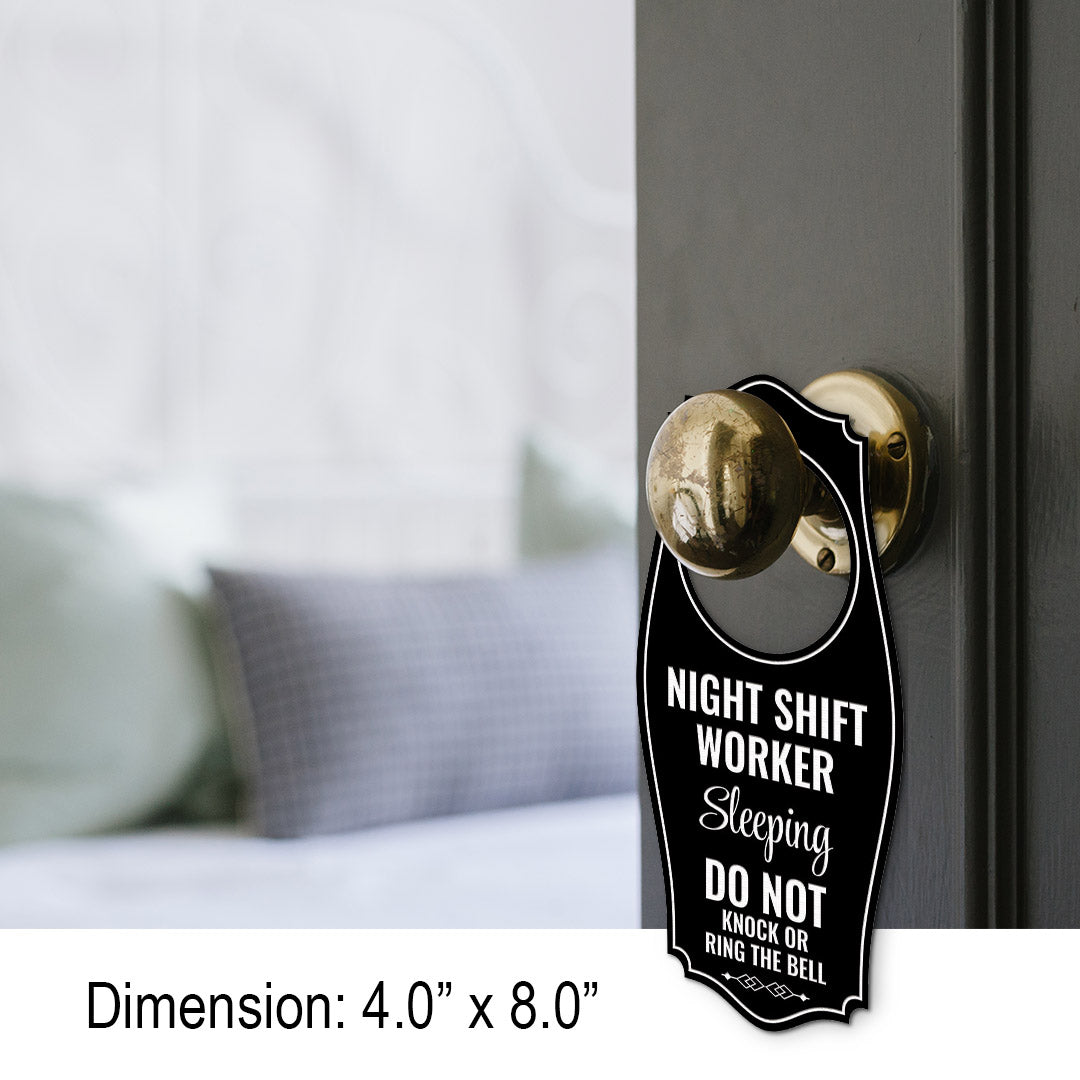 Night Shift Worker Sleeping Do Not Knock Or Ring The Bell Door Hanger | House or Business Door Sign