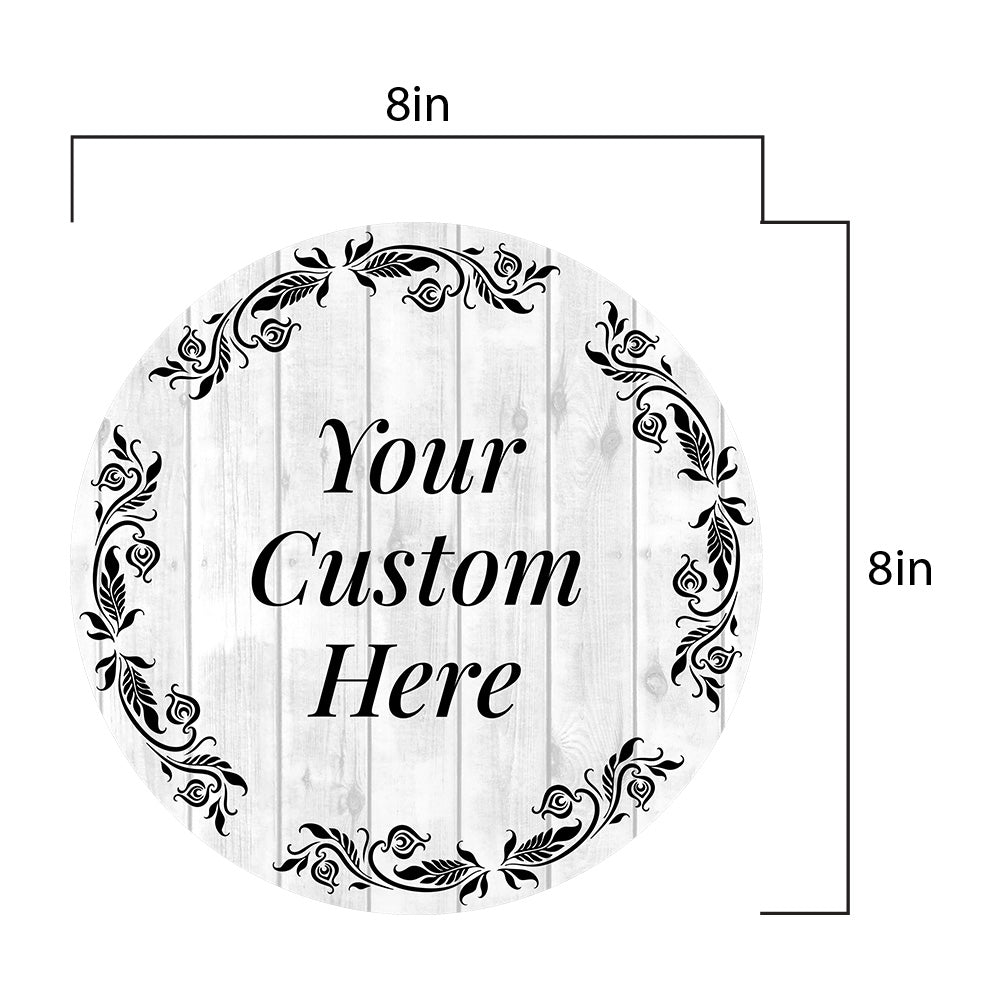 Customizable (8 x 8") Circle Mouse Pad - White Wood Design - Add Custom Message or Text - Personalize Now