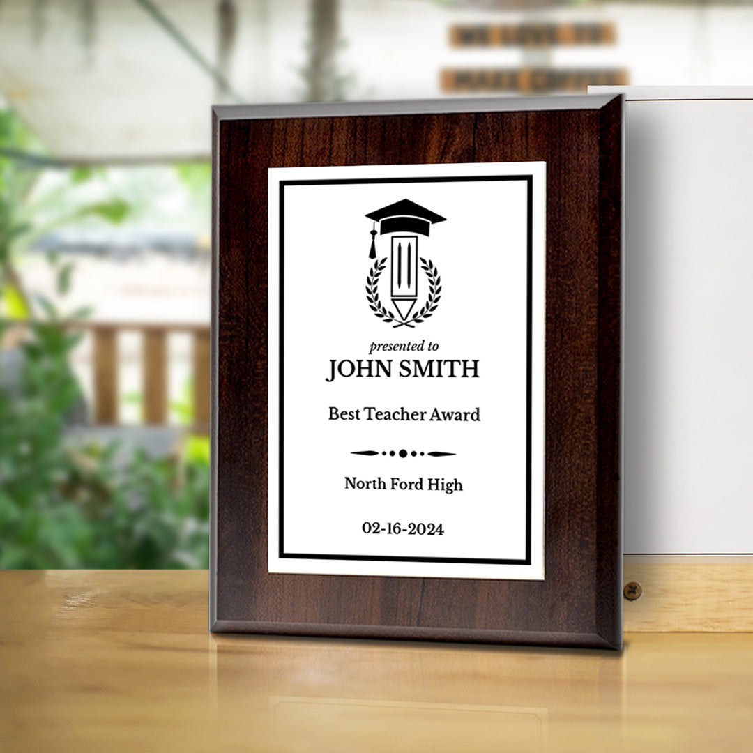 Teacher Recognition Customizable Award Plaque |Easel Mount Option | Achievement and Service Personalizable Plaques