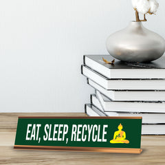 Signs ByLITA Eat, Sleep, Recycle Gold Frame Desk Sign (2x8")