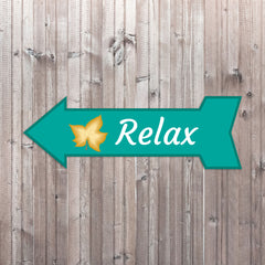 Arrow Shape Relax 12x4" Wall or Door Sign | Home Decor | Spa Signage