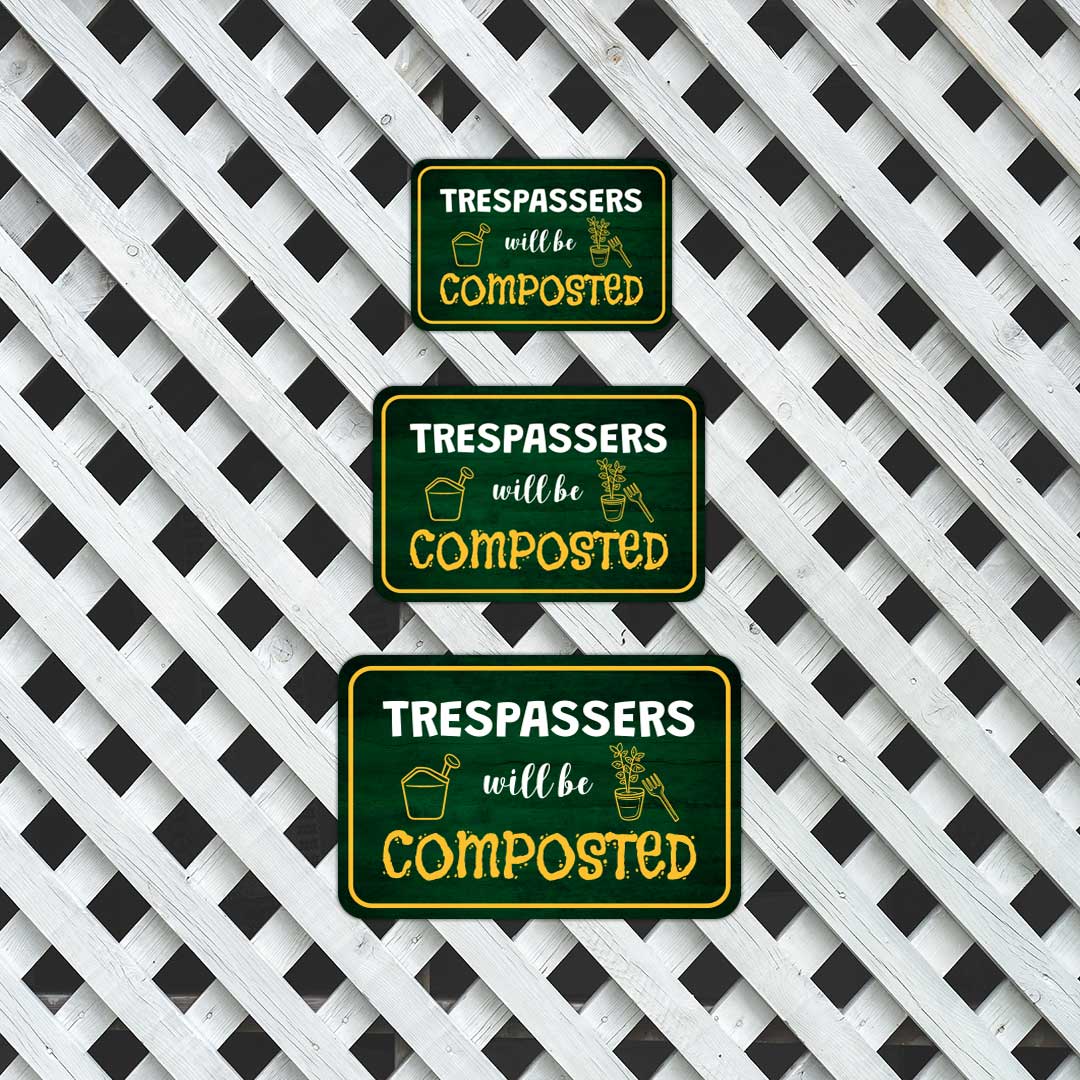 Classic Framed Plus Trespassers Will Be Composted Door or Wall Sign | Home & Garden Decor