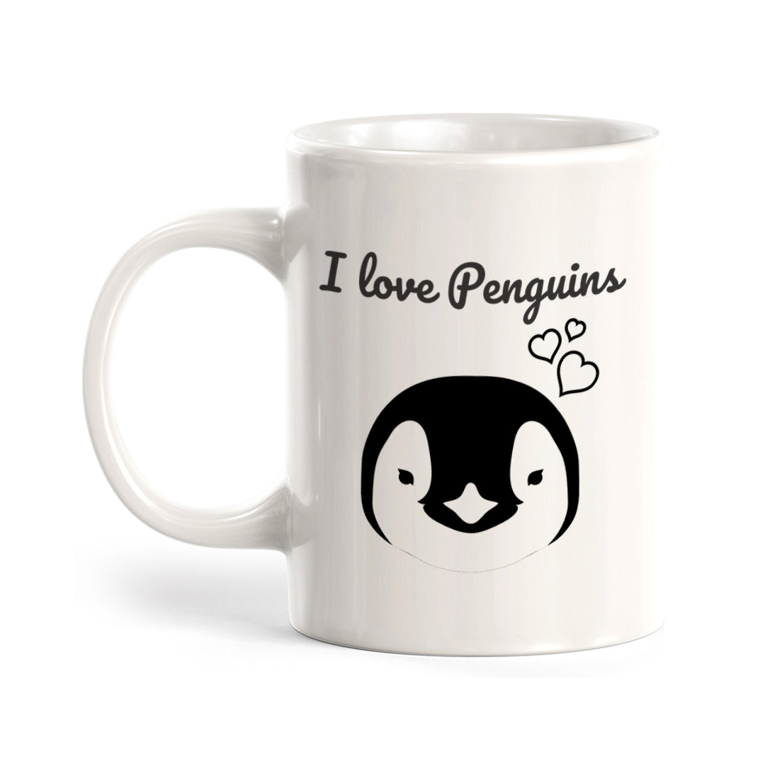 I love Penguins 11oz Plastic or Ceramic Coffee Mug | Funny Animal Mugs