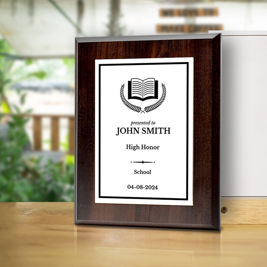 Education Theme Customizable Wooden Award Plaque | Easel Mount Option | Achievement and Recognition Personalizable Plaques