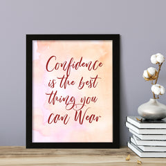 Confidence is the best thing you can wear, Inspirational Watercolor Framed Wall Art