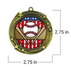 All Quality Baseball Softball Swirling Stars Design Medal - 1st, 2nd, 3rd Place