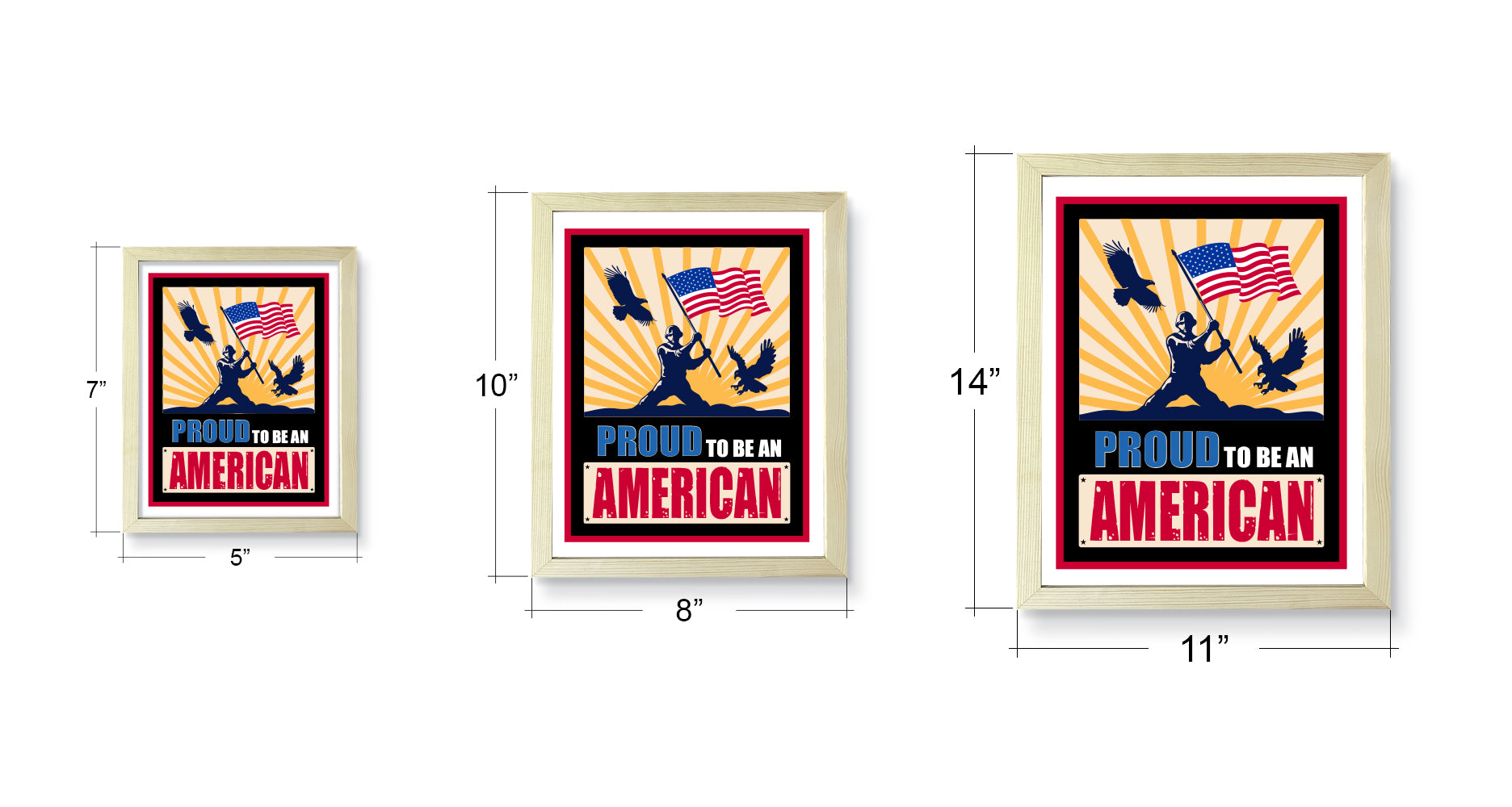 Designs ByLITA Proud To Be an American, Wall Print Art | USA Patriotic Decoration (Unframed or Framed)