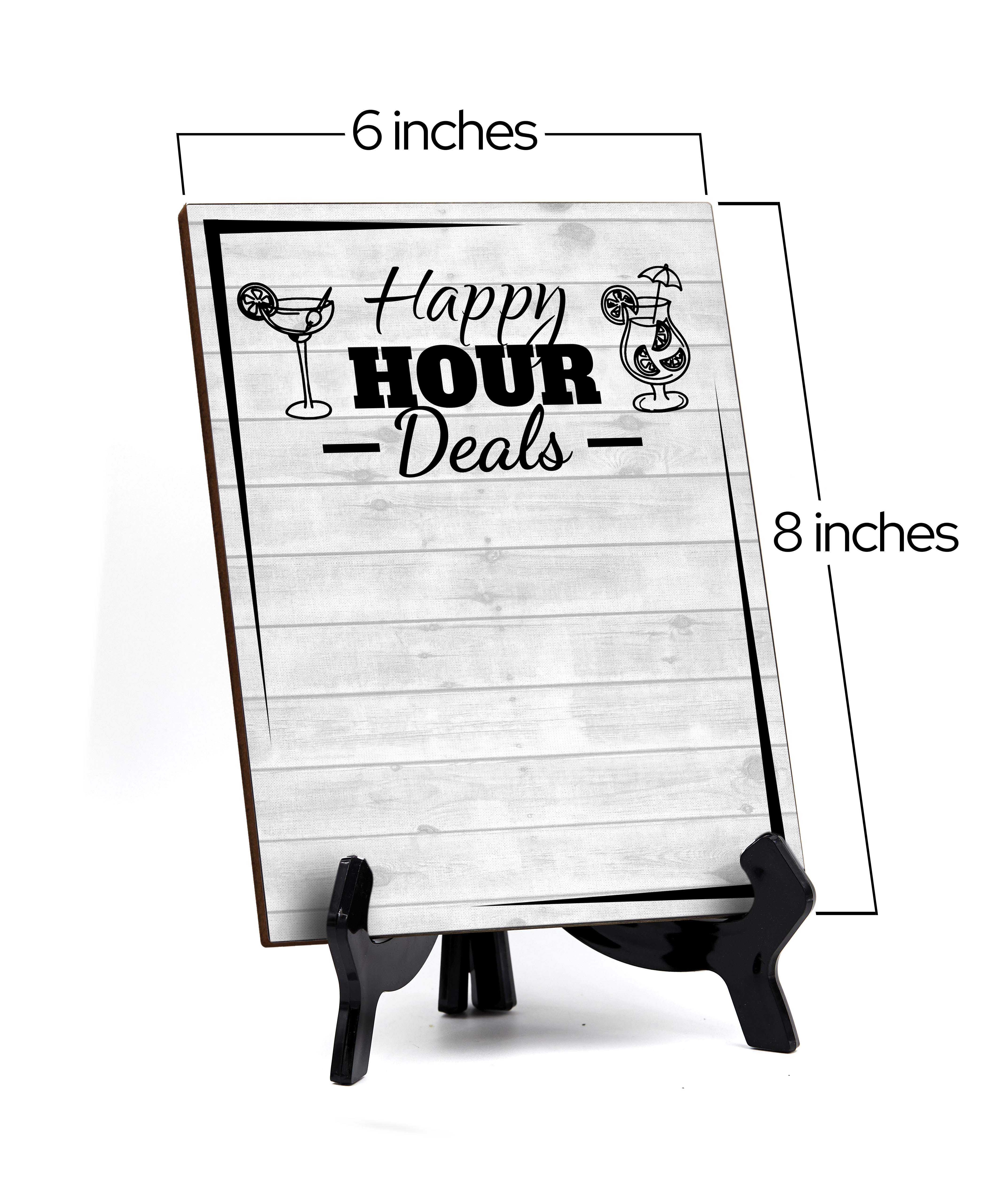 Happy Hour Deals 6x8 Dry Wipe Table Sign (6x8) Easy Installation | Restaurant & Bar | Perfect To Clearly Direct Customers & Advertise Specials | No Pen Included