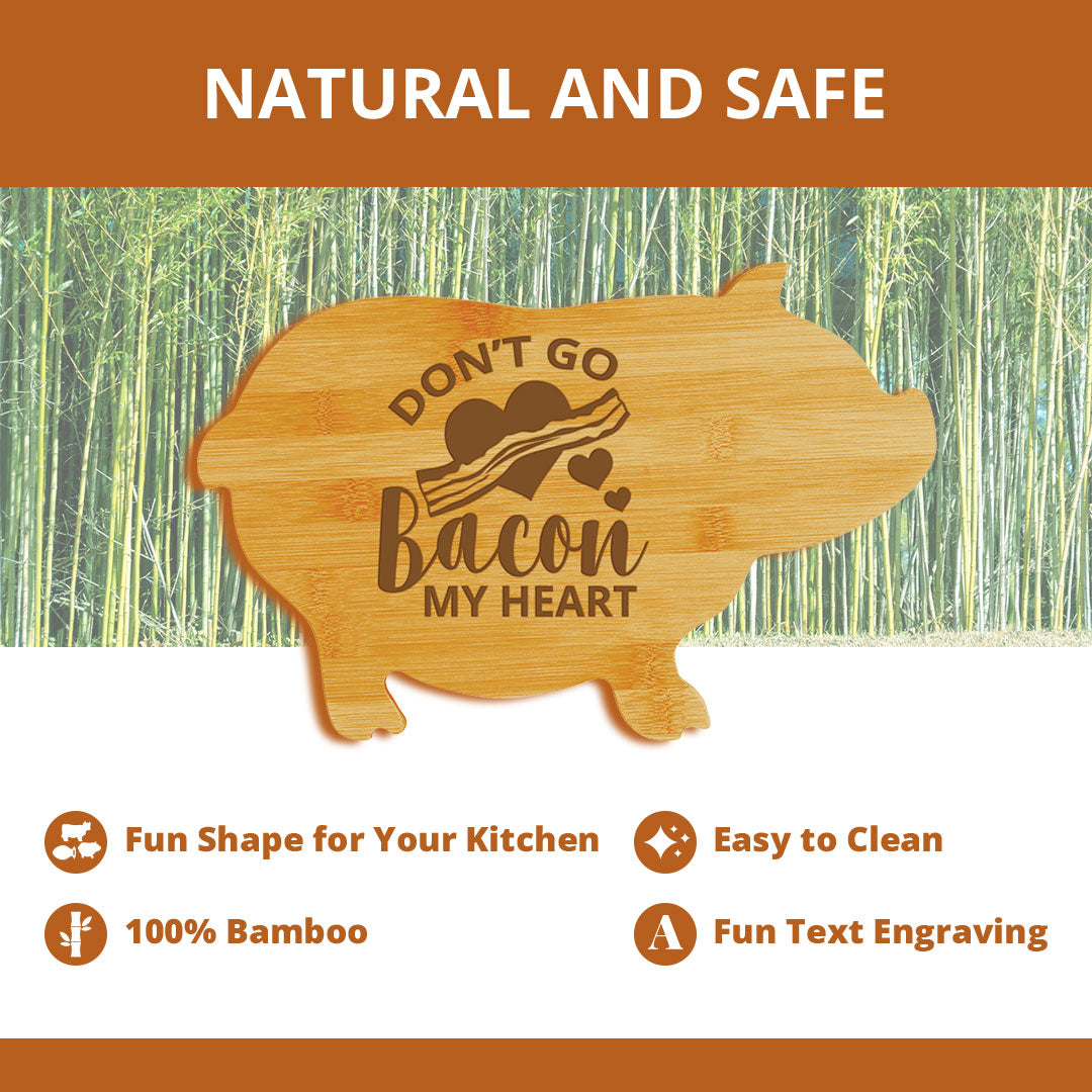 Don’t go bacon my heart (13.75 x 8.75") Pig Shape Cutting Board | Funny Decorative Kitchen Chopping Board