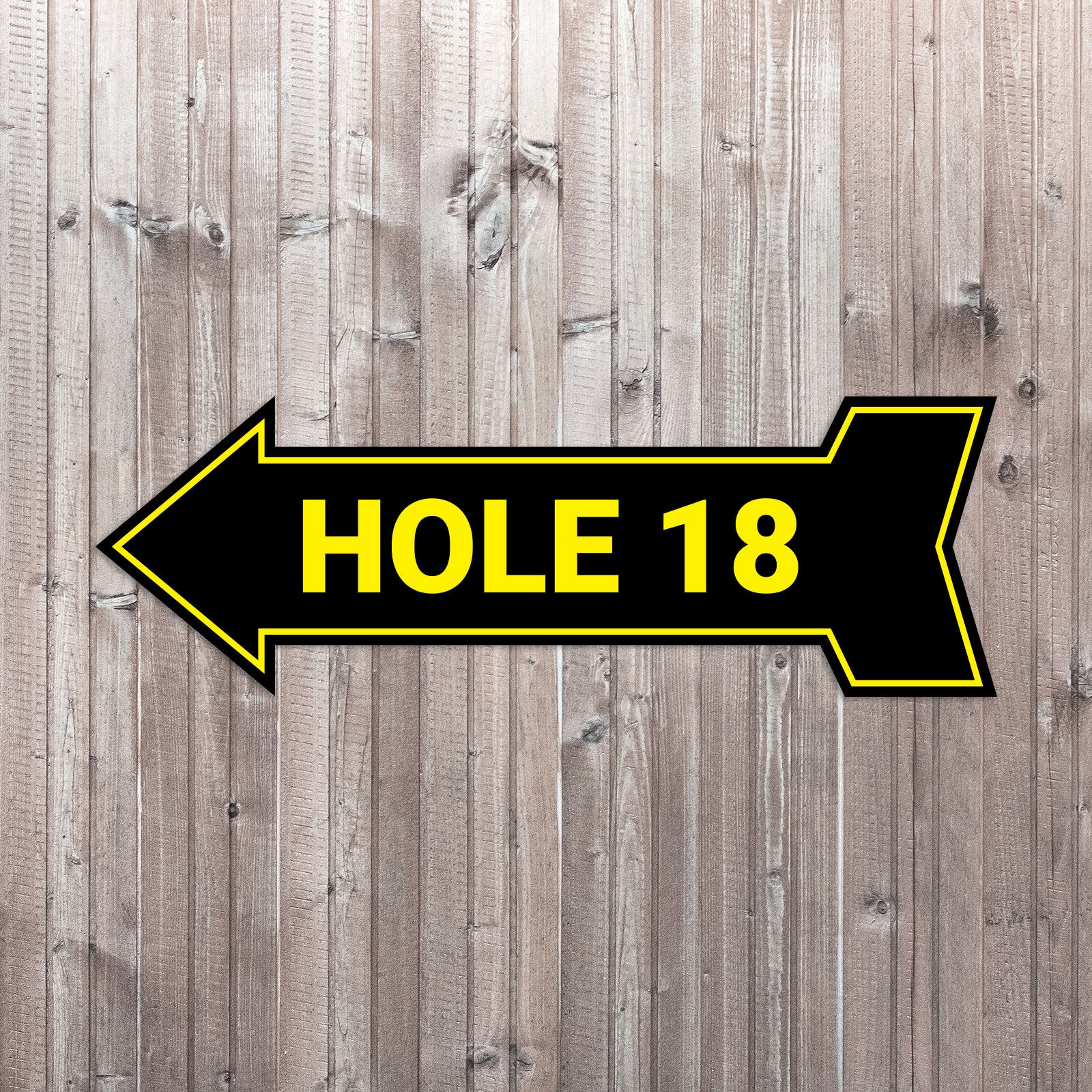 Arrow Shape Hole 18 12x4" Wall or Door Sign | Golf Signage