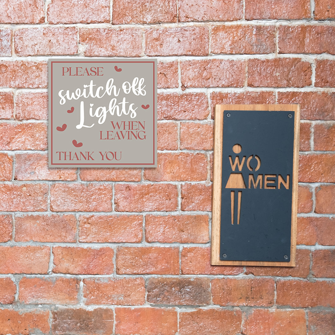 Square Plus Please Switch Off Lights When Leaving Thank You Wall or Door Sign | Home & Office Decor