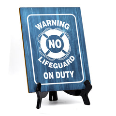 Signs ByLITA Warning No Lifeguard on Duty Table Sign With Acrylic Stand (6x8“)