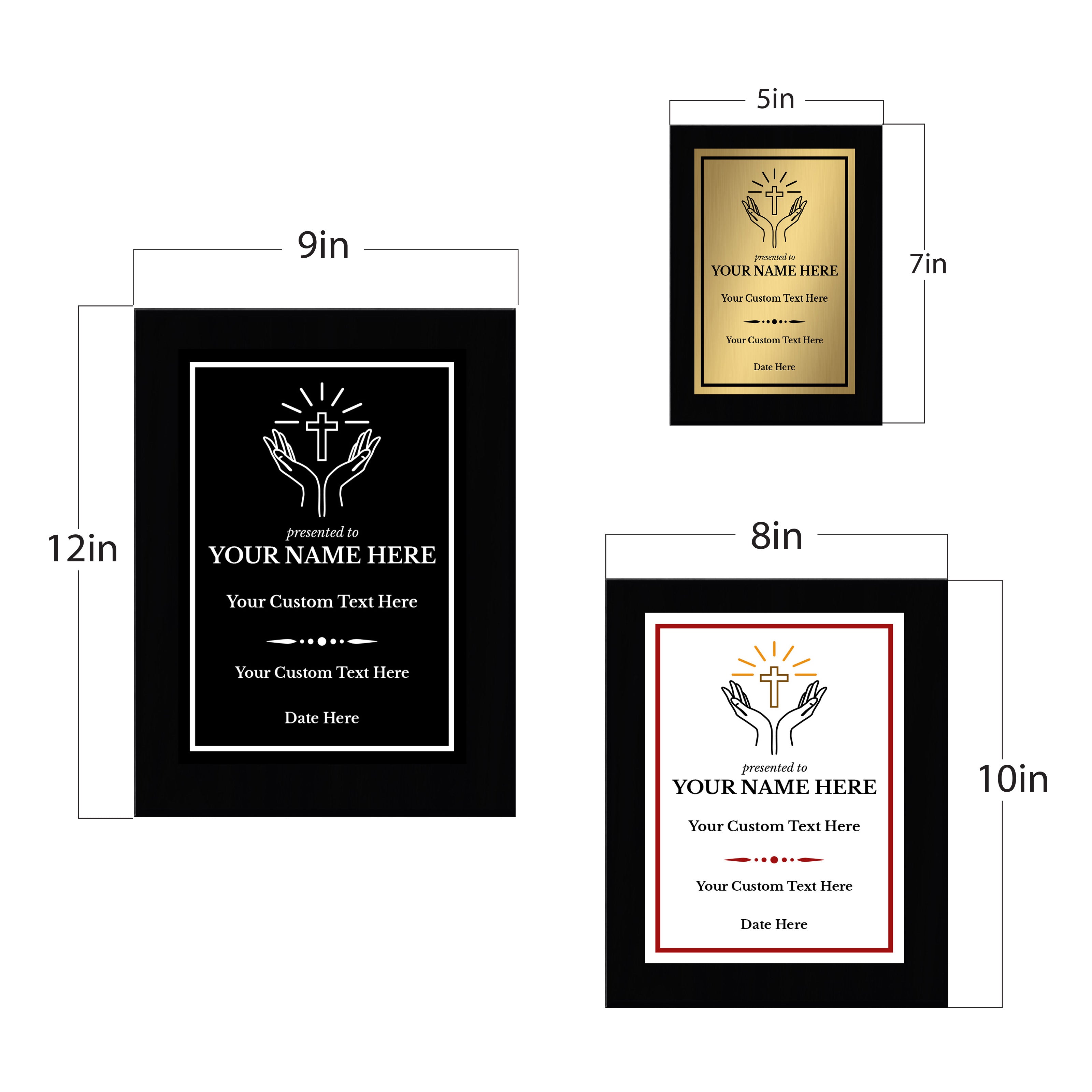 Church and Religion Theme Customizable Black Frame Award Plaque | Easel Mount Option | Recognition of Achievement and Service Personalizable Plaques